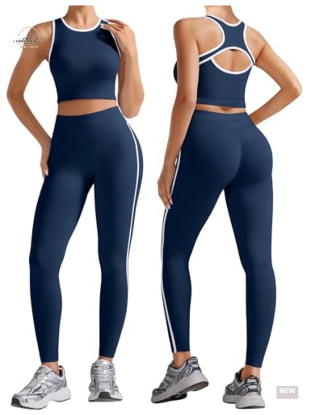 Seamless 2 Piece Workout Set Crop Tank Top Scrunch Leggings